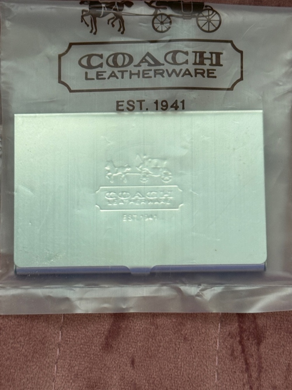 Coach Silver Logo Card Holder With Bag NWOT - Picture 6 of 6